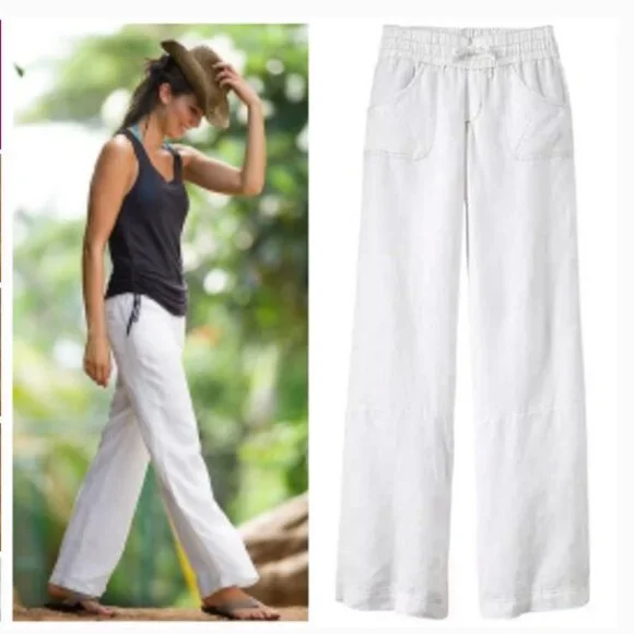 Athleta Lakeside 100% Linen Pant Size 8 Tall - Picture 1 of 16
